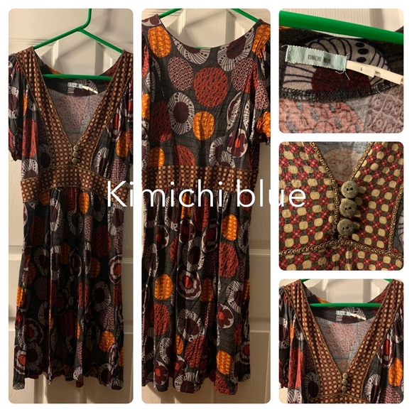 Anthropologie Dresses & Skirts - Kimici Blue detailed short sleeve dress